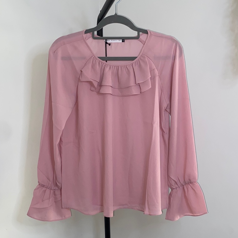 Elegant Ruffle Pink Blouse